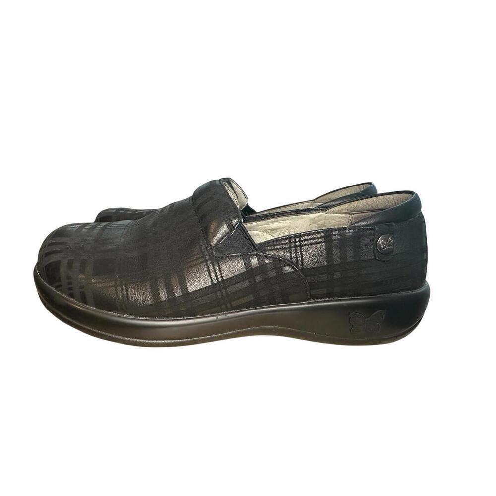 Alegria Keli Plaid To Meet You Leather Shoes Size 39 Women's Black Slip On